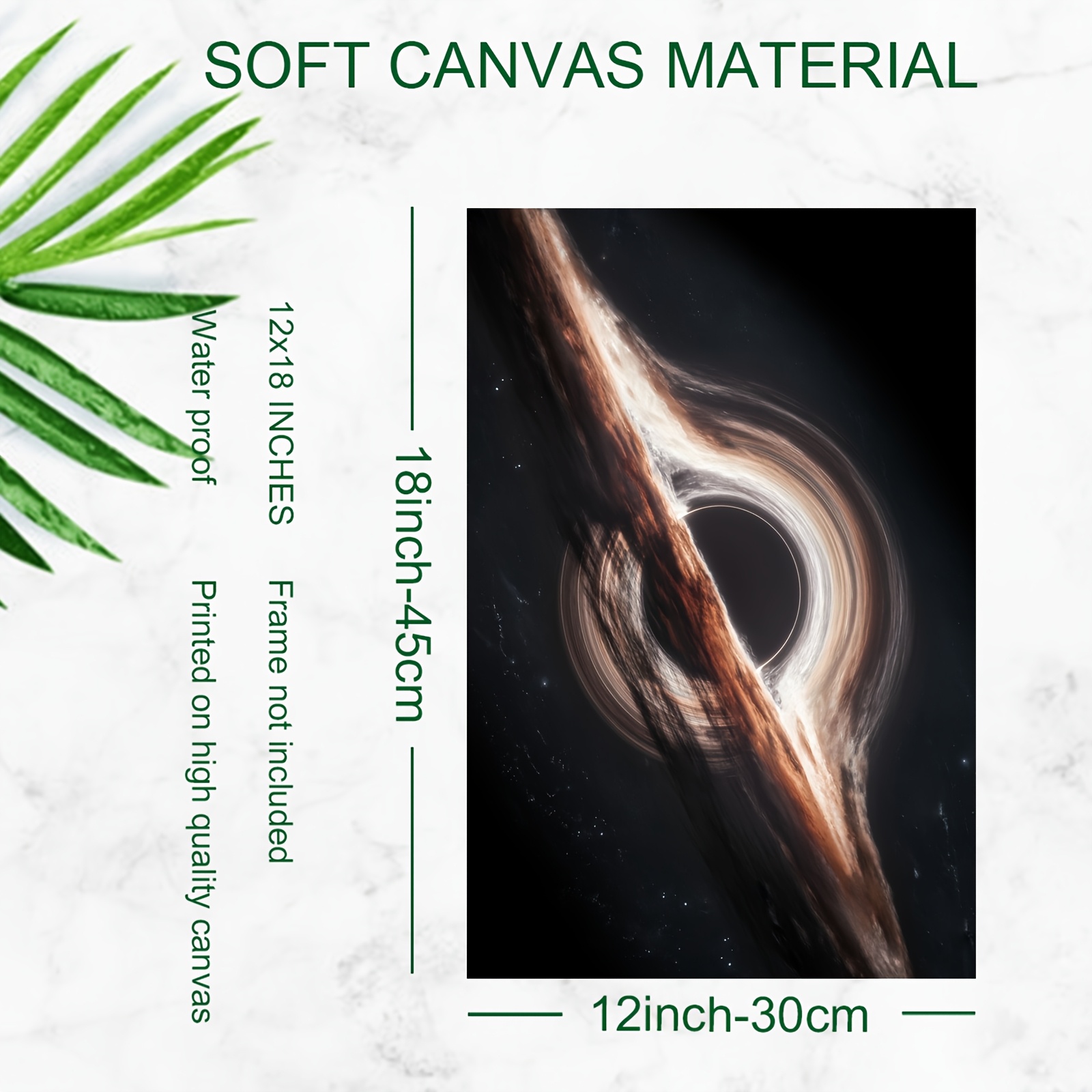 1 Stk Rahmenloses Schwarzes Loch Leinwanddruck - 30.48x45.72 cm Moderne Weltraum-Wanddekoration mit lebendigem kosmischem Design, Hochwertiges Leinwandposter für Wohnzimmer, Schlafzimmer, Büro, Badezimmer - Keine Batterien oder Laser benötigt, Raumdekor, Bürokunst