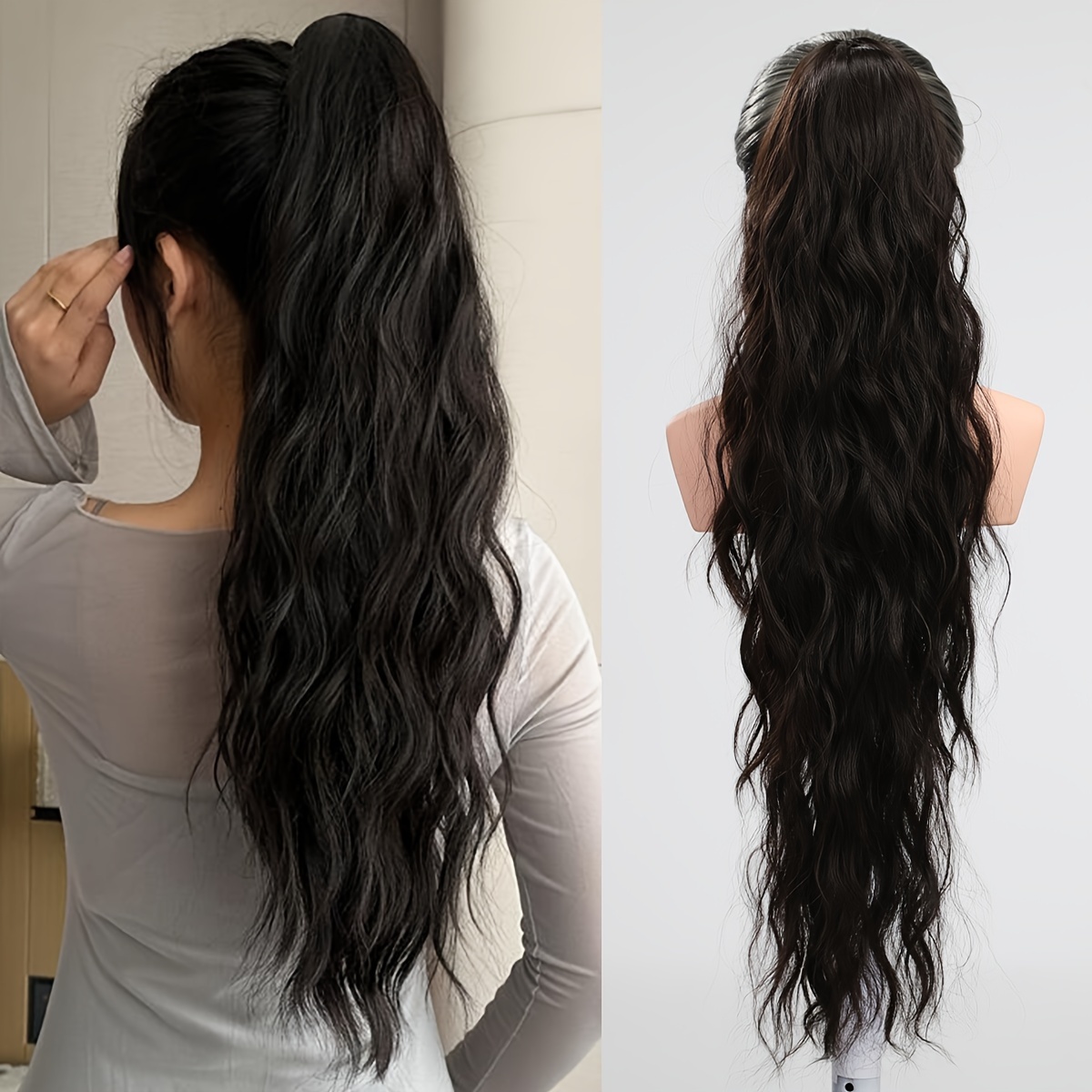 

Ponytail Long Curly Ponytail Extensions Synthetic Hair Extensions Elegant For Daily Accessories Christmas