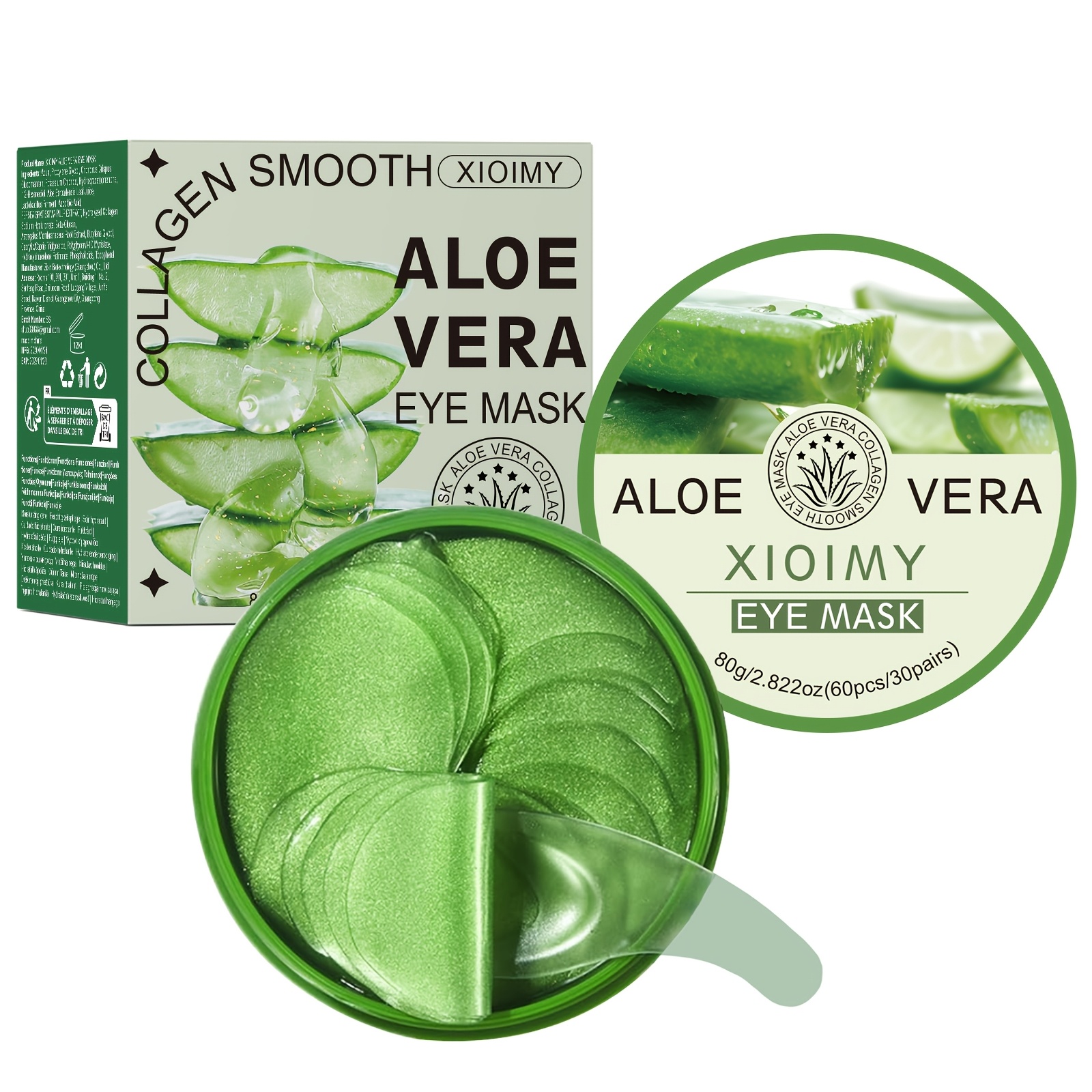 Image of 60pcs Aloe Vera And Collagen Eye Masks, Intensely Moisturizing, For Delicate And Firm Skin, Adds Radiance And Elasticity, Eliminates And Dullness, Eye Care, Skin Care, Eye Masks