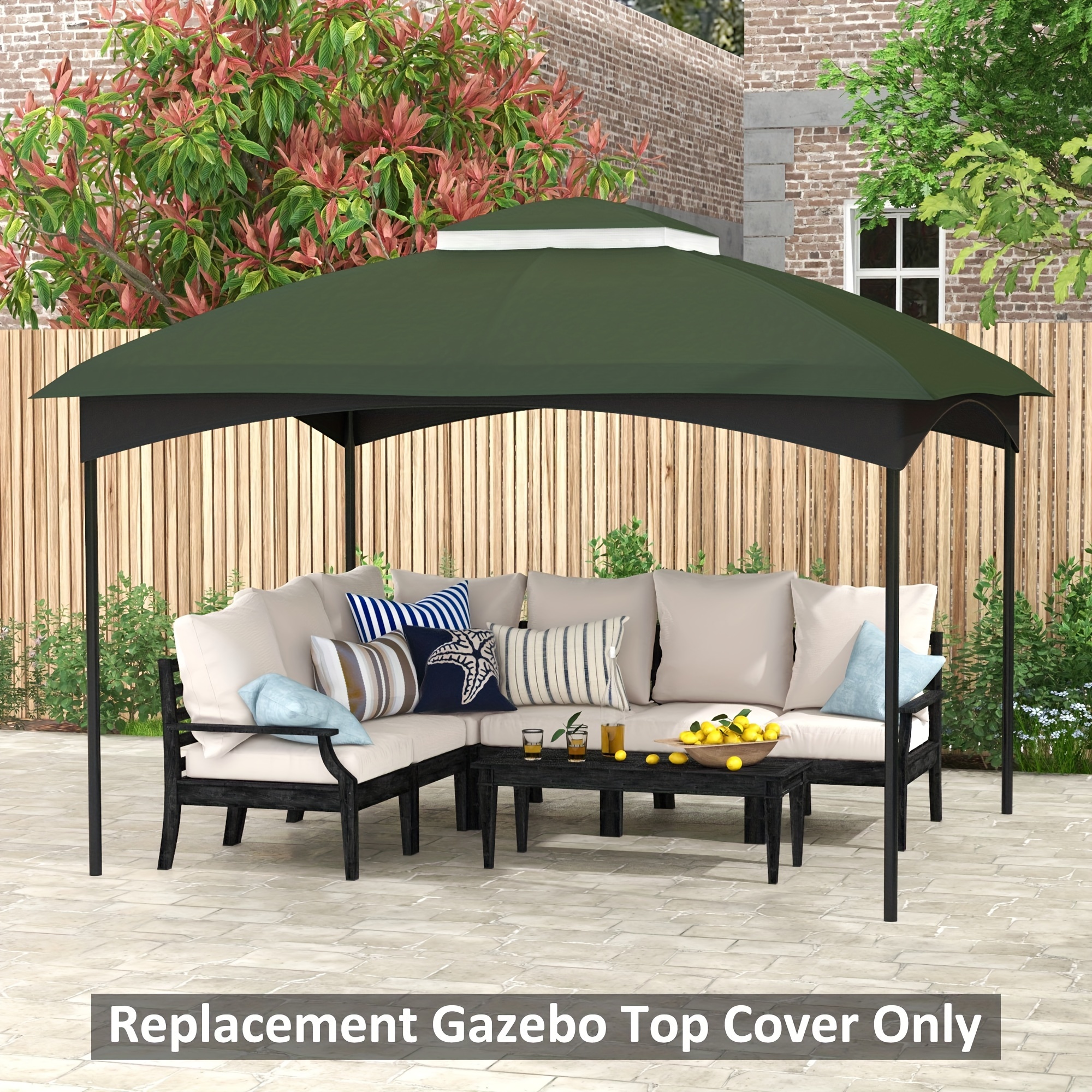 

Outsunny 10' X 12' Gazebo Canopy Replacement, 2-tier Outdoor Gazebo Cover Top Roof With Drainage Holes, (top Only), Green