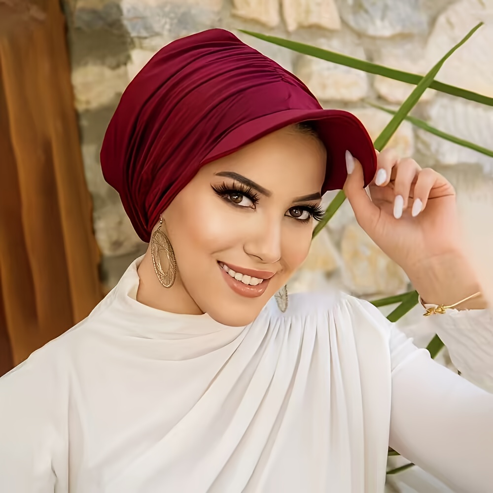 womens elegant black turban hat soft stretchy lightweight polyester headscarf cap   for ramadan mothers day campus versatile gift for hand   clean stylish headwear sophisticated accessory soft texture fabric