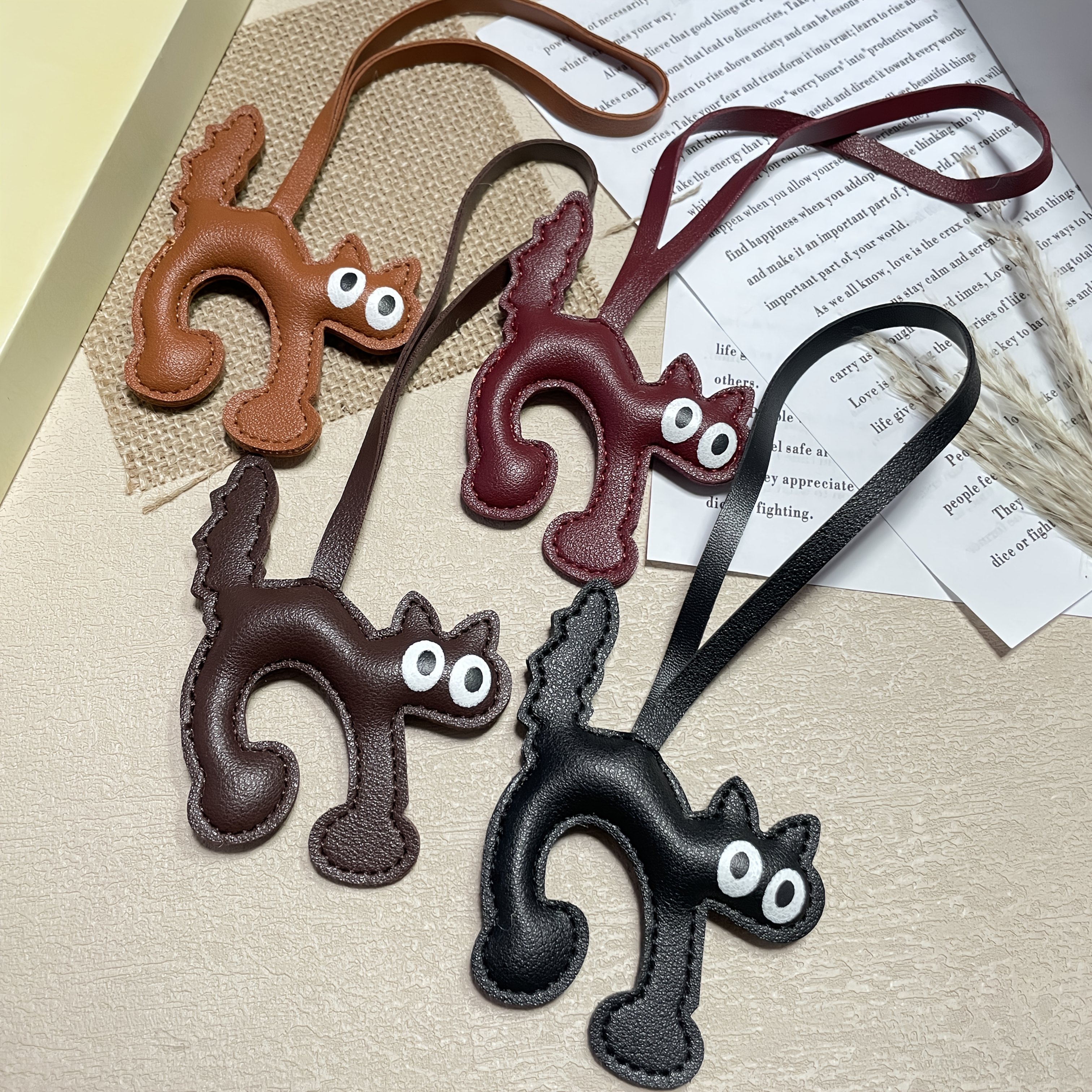 

1pc Leather Cat Charm, Keychain Pendant Accessory For Handbags And Purses, Bag Decoration