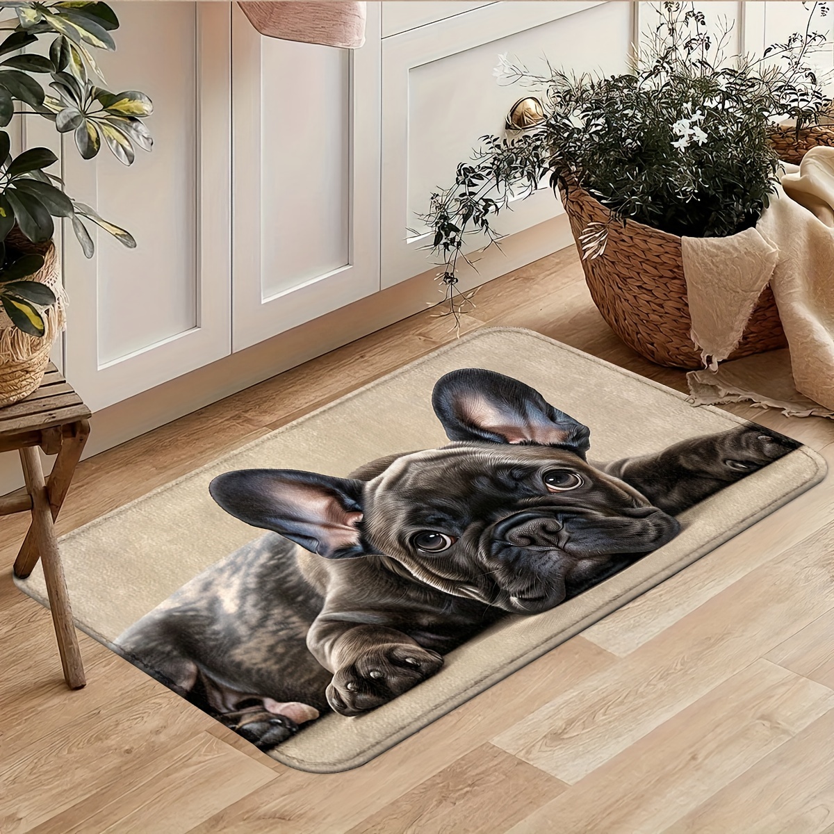 Image of French Bulldog Door Mat - Non-slip, Machine Washable Entrance Rug For Kitchen, Bathroom & Laundry Room