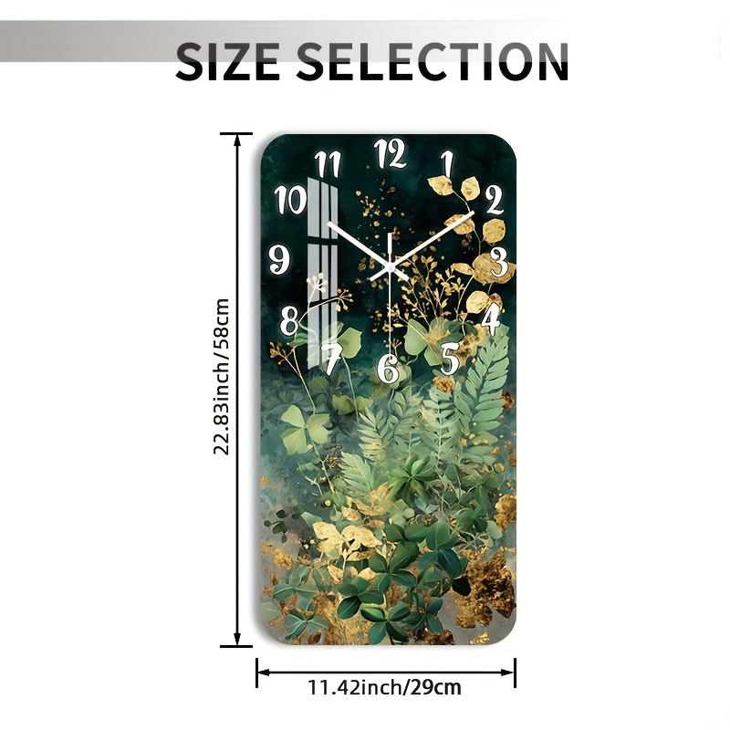 TEMU () 1pc 2d Flat Wall Clock Non-ticking Wooden, Decorative Square Clock Abstract Botanical Clock Design Design For Bedroom, Living Room, Dining