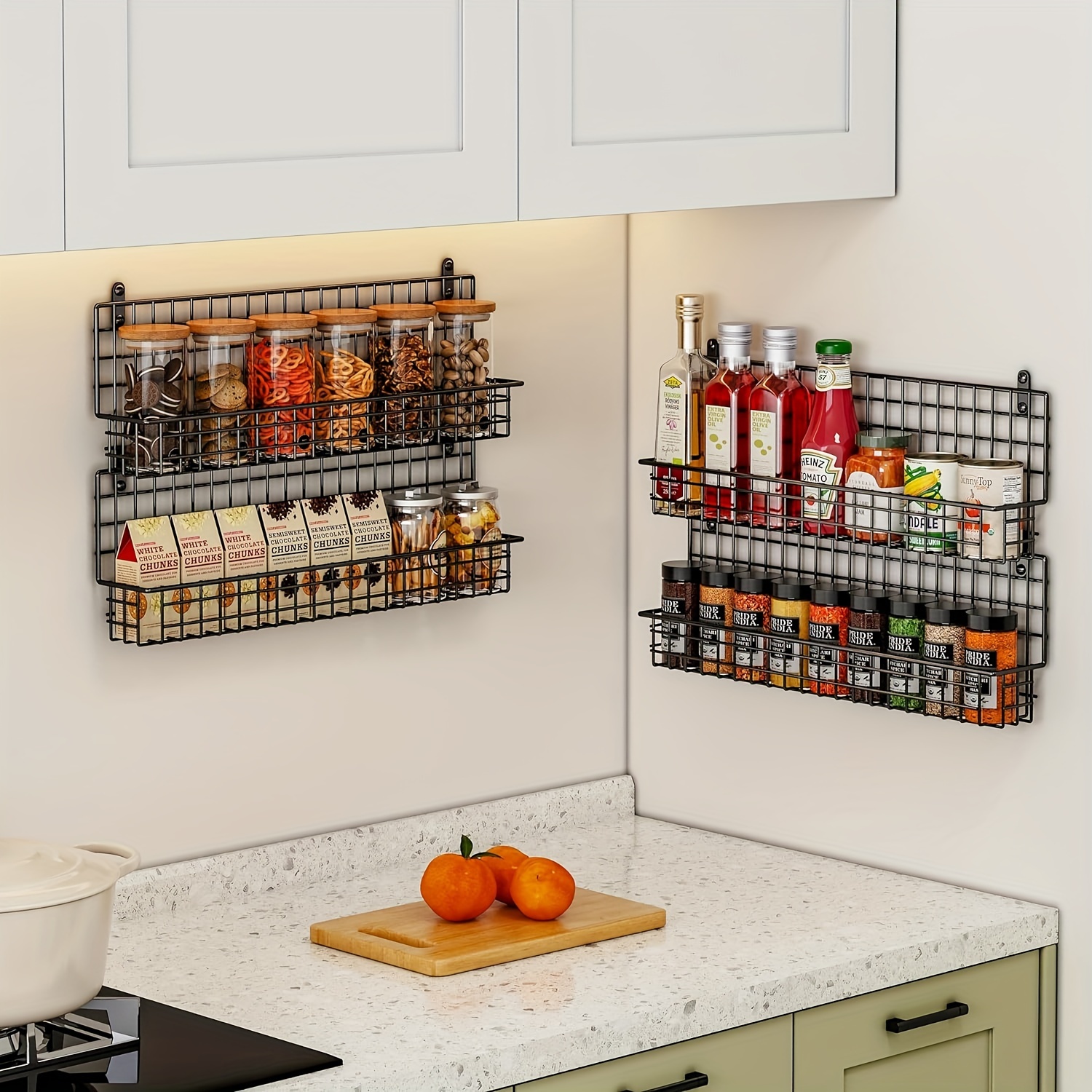 kitchen storage wall mounted spice rack white