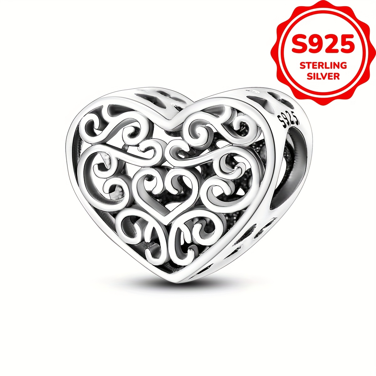 

1pc Elegant Twisted S925 Sterling Silver Beaded Pendant, Or Gift For Women