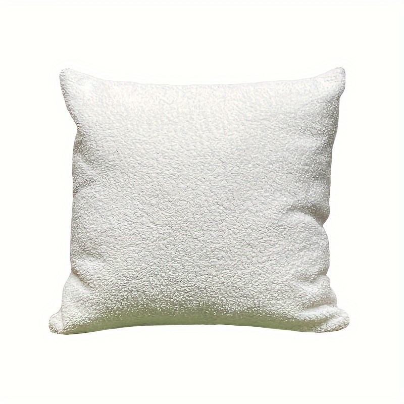 TEMU 1pc White Teddy Fleece Throw Pillow Case, -friendly Style Home Decor For Home Decor, Room Decor, Office Decor, Living Room Decor, Sofa Decor (no Pillow )