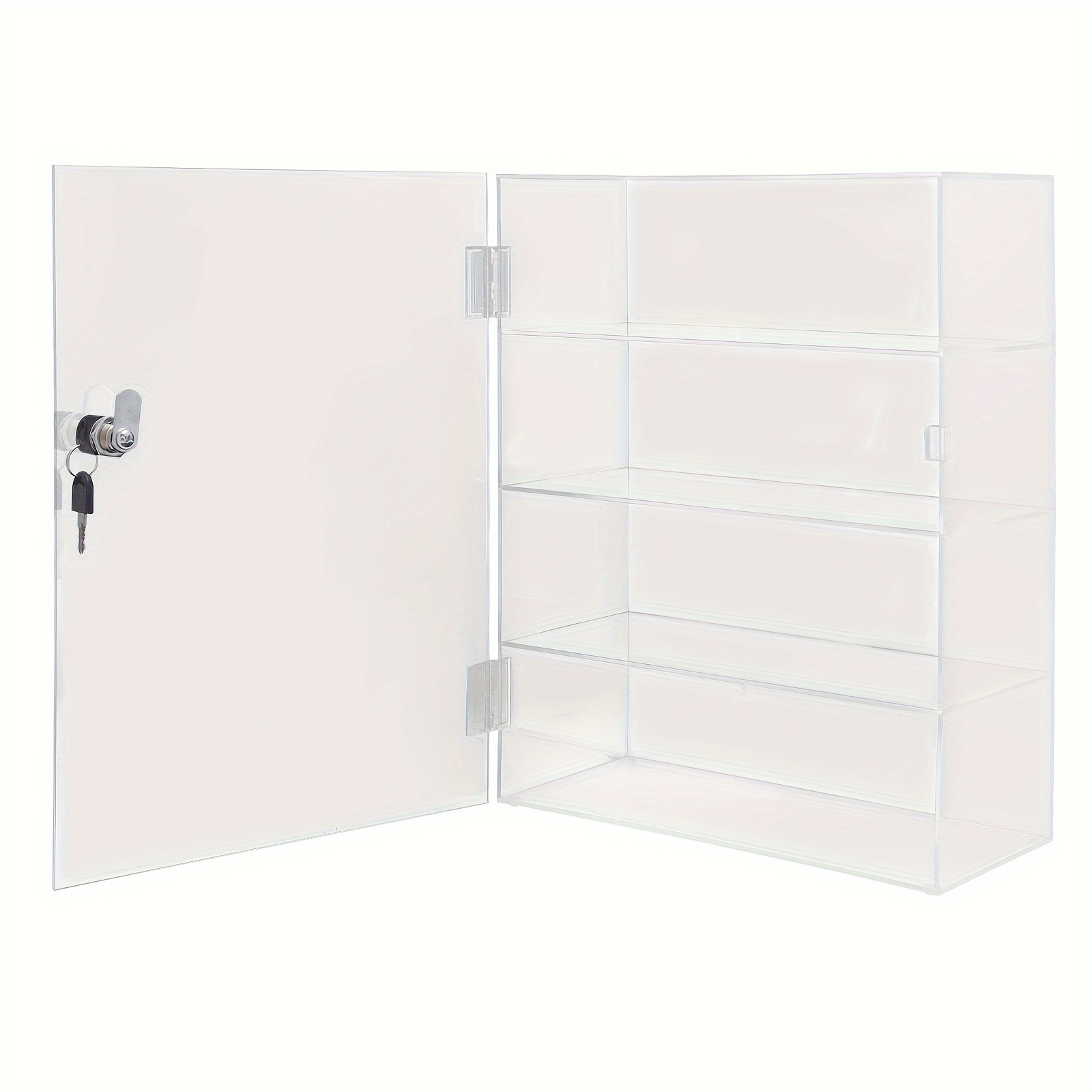 

Clear Acrylic Display Case Countertop Box Dustproof Shelves Showcase With Lock