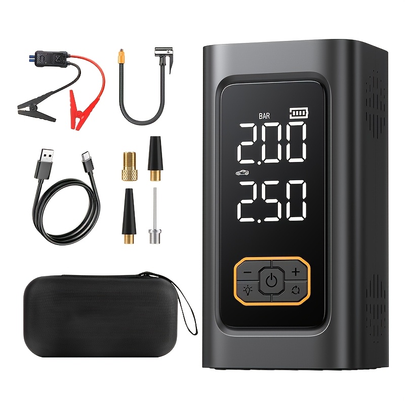 Image of 8000a Automatic Jump Starter, With Air Compressor, Wireless Tire Inflator, Battery Booster With Power Bank And Led Flashlight, For 12v Automatic Jump .0l Gasoline Or 8.0l Vehicles - N1