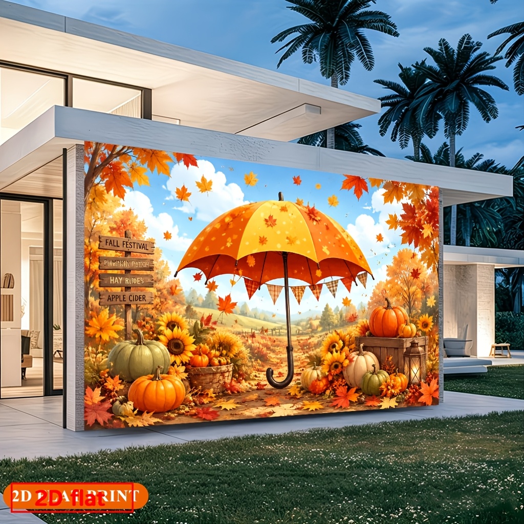 Autumn Leaves Pumpkin Scene Polyester Backdrop