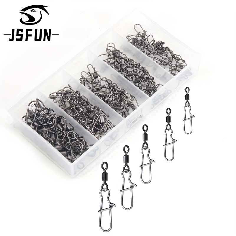 

100pcs/box Fishing Connector Barrel Swivels Snap Rolling Swivels For Fishing Hooks Link Fishing Lure Accessories