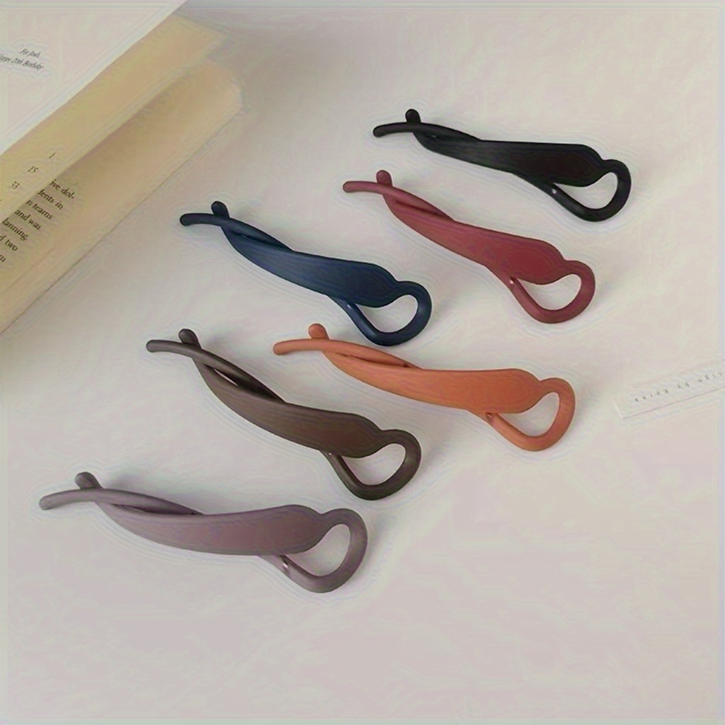 Image of 6pcs Elegant Matte Twisted Ponytail Hair Clips, Fashion Plastic Hair, Suitable For High Ponytails, Frosted Banana Hair Clips - One-piece Design, Fix High Ponytails, Twists And Buns