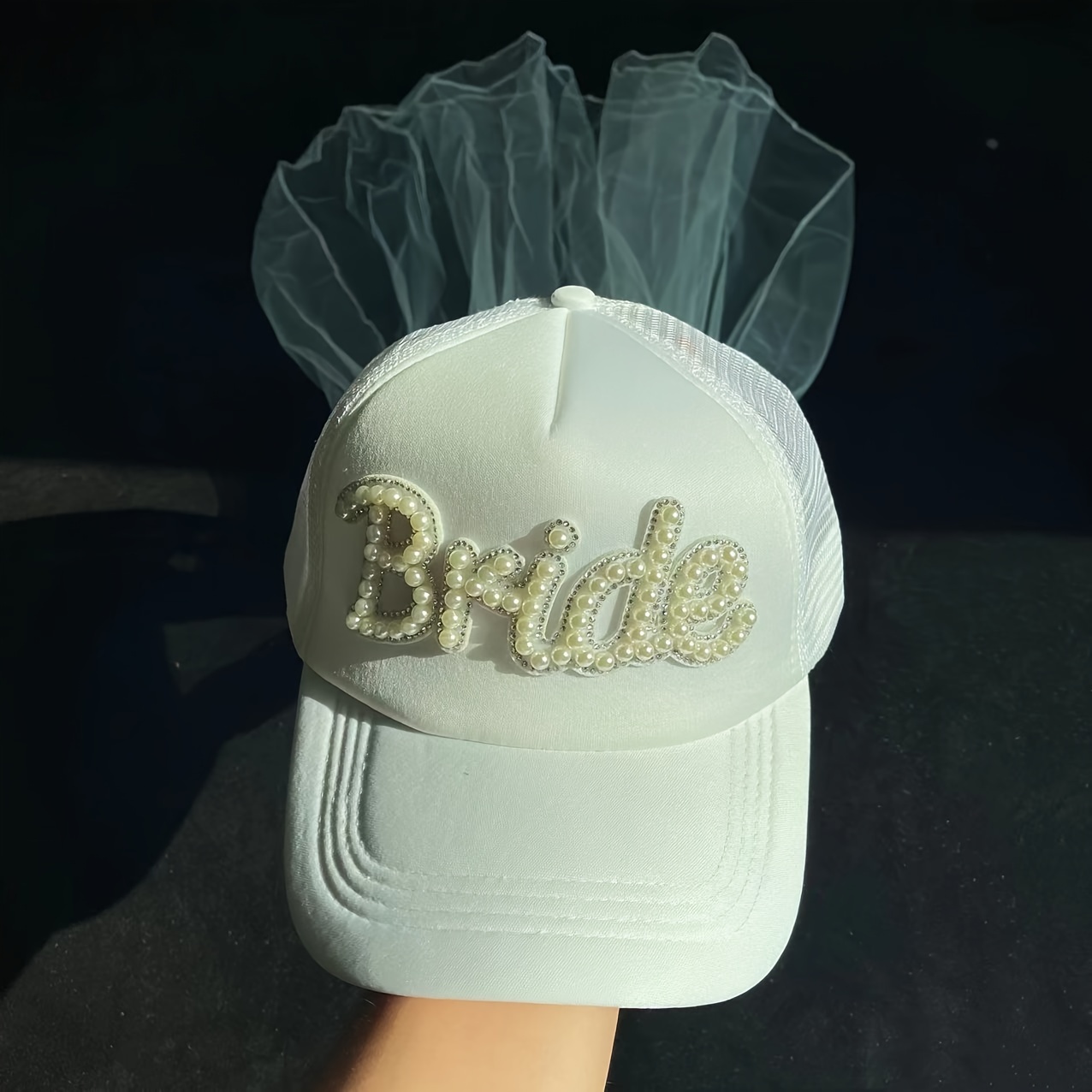 pearl bride headband baseball cap bridal wedding - Temu display picture 3