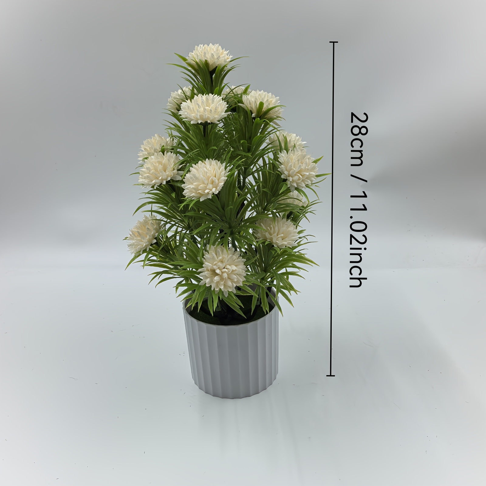 TEMU 1pc Artificial White Chrysanthemum Potted Plant, Plastic Floral Desktop Ornament, Indoor Home Decor For Thanksgiving, Halloween, Christmas