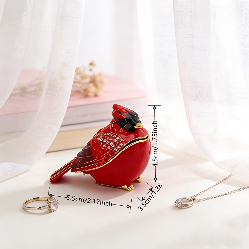 Enamel Encrusted Diamond Lucky Blue Bird Decorative Jewelry Box