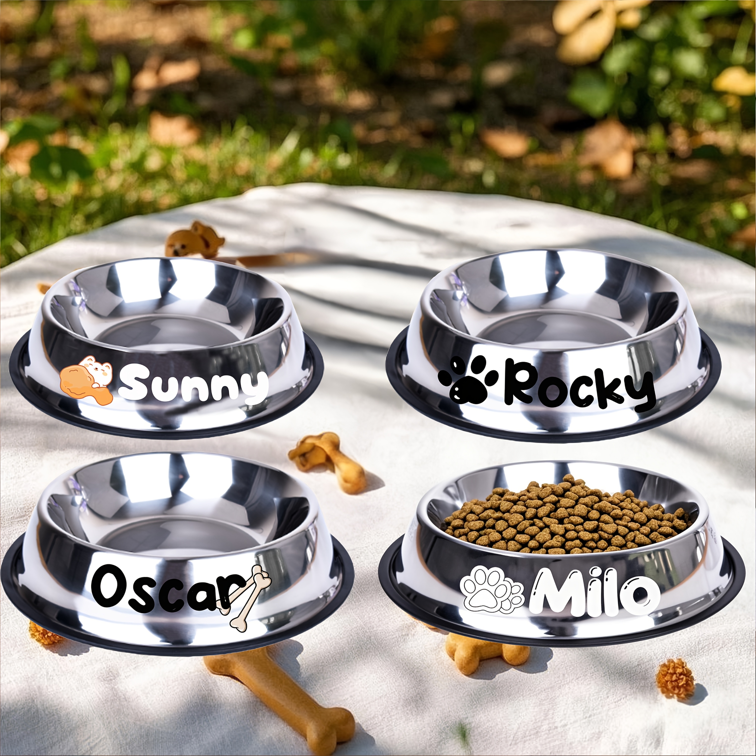 

1pc Customizable Non-slip Stainless And Cat Bowl, Customizable Name, , Wear-resistant, Easy To Clean, Suitable For Food And Water