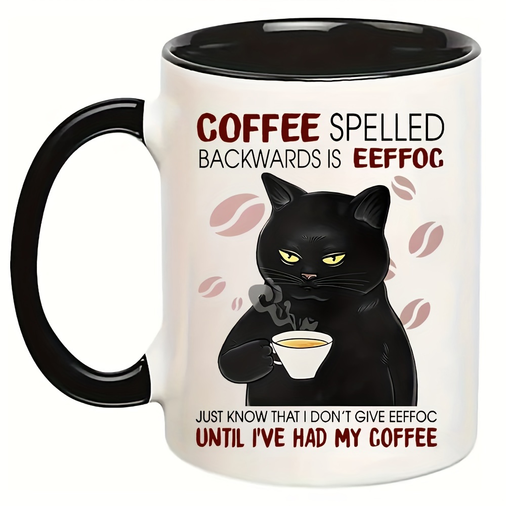 4pcs Black Cat Drink Coffee Pattern UV DTF Cup Stickers, Waterproof Sticker Pack For Decorating Mugs, Cups, Bottles, School Supplies, Etc, Arts Crafts, DIY Art Supplies