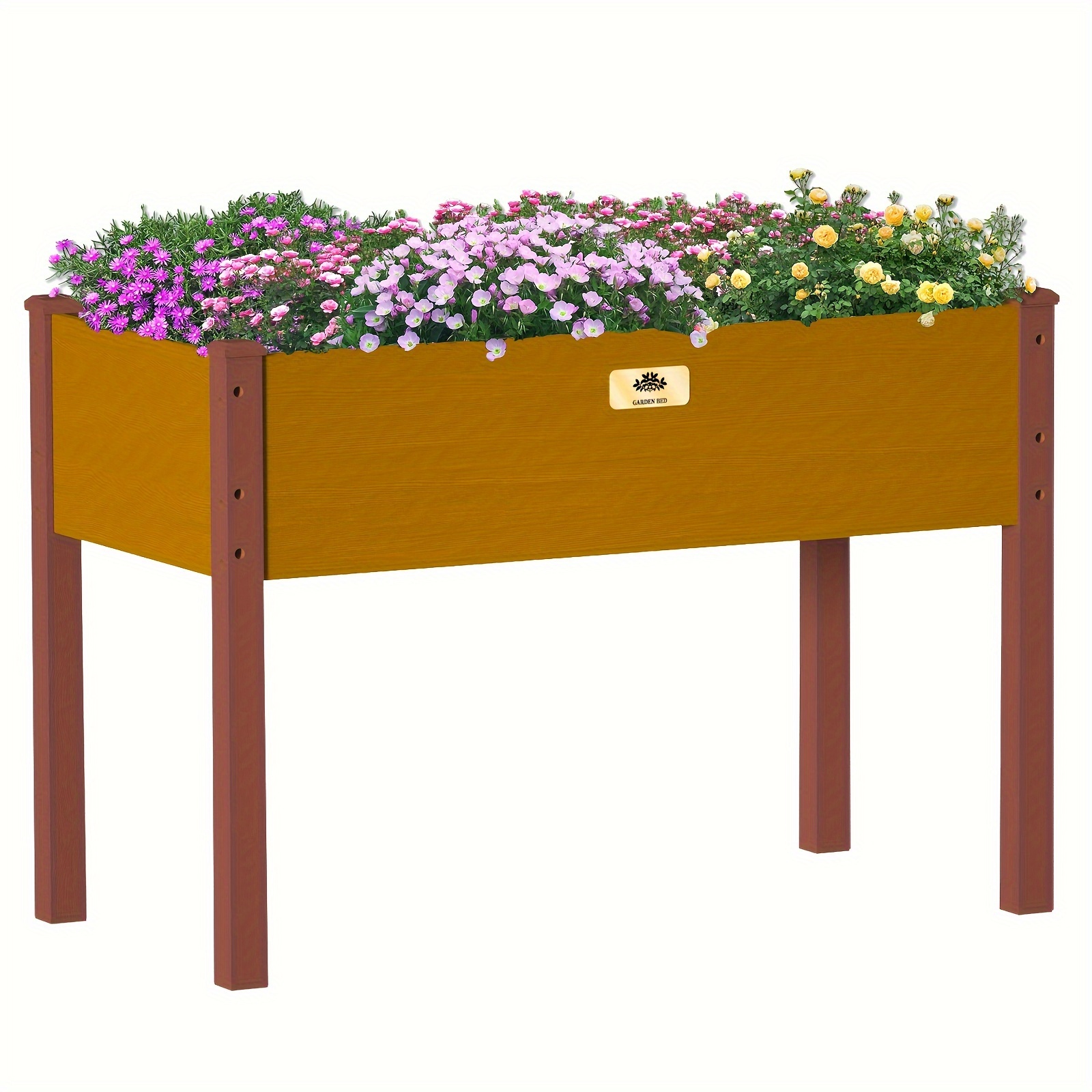 

Raised Garden Bed With Legs, 24x31x47 Inch Elevated Wood Planter Box With Liner For Growing Vegetables, Flowers