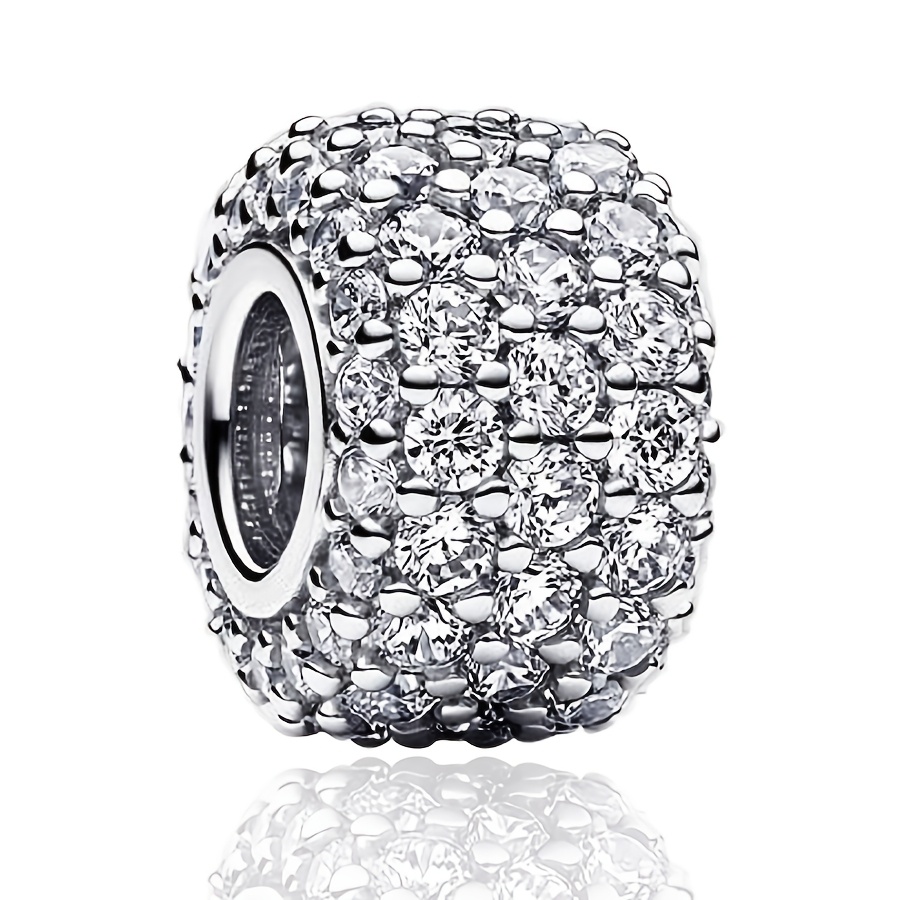 TEMU This Stylish Features A 925 Sterling Silver Plated Beaded Charm With Sparkling Synthetic Zirconia Stones. Making, Including Original Bracelets,