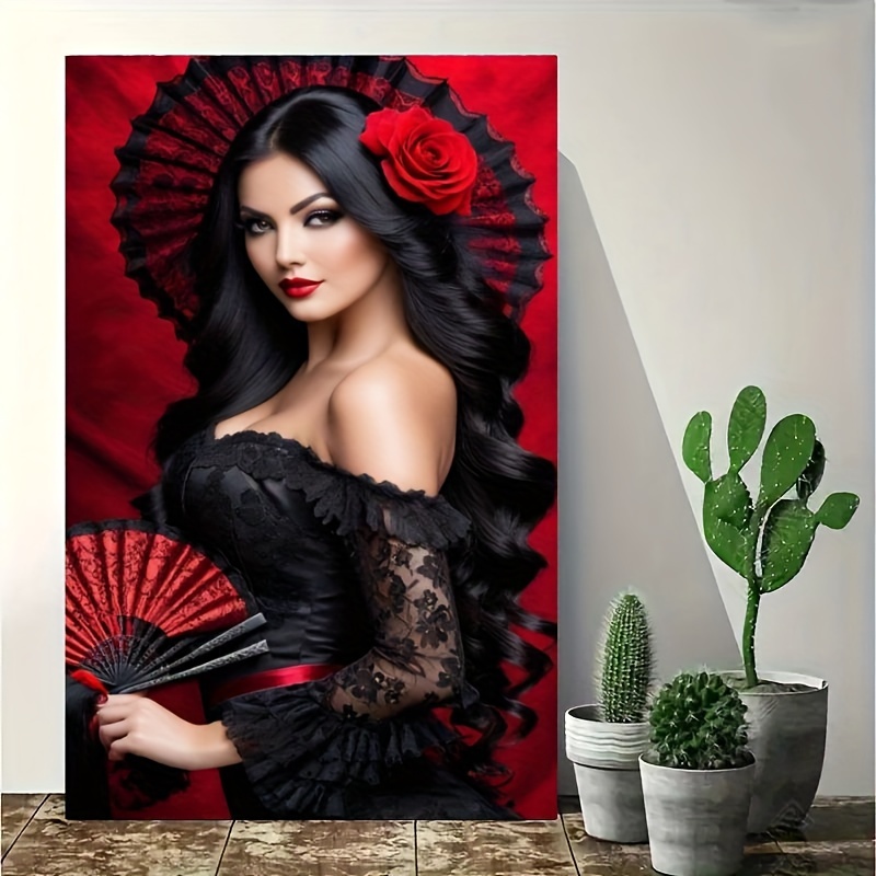 

Elegant Lady 5d Diamond Painting Kit, Diy Round Diamond Embroidery Art, Full Drill Canvas Craft For Wall Decor, Cross Stitch Picture Artwork, 1pc 40x70cm - Home Decor & Gift