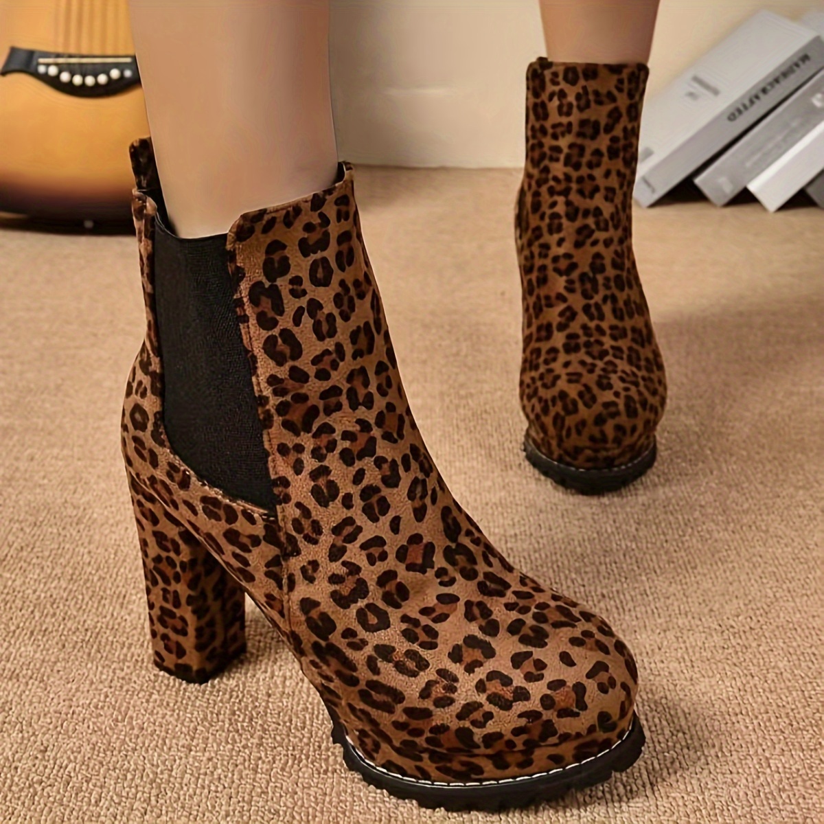 

Bottines élégantes à enfiler , épais, unie, tissu , , semelle en caoutchouc, européen, fabriquées à