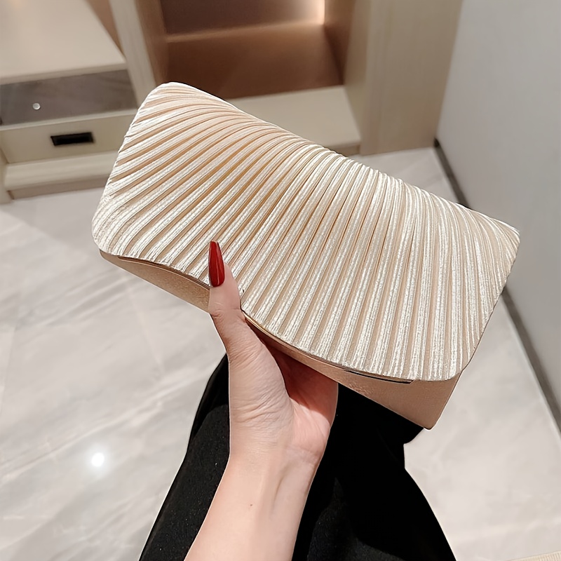 E-shop Neue europäische und amerikanische Damen-Satin-Plissee-Abendtasche Braut-Hochzeits-Tasche Vielseitige Schultertasche Umhängetasche