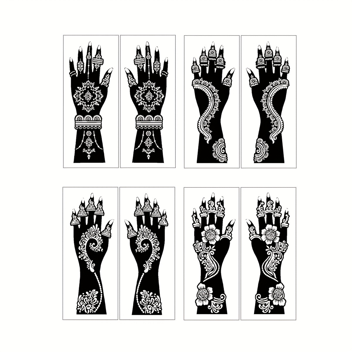 For. Ink 8pcs Hollow Temporary Tattoo Stencil Set - Style With Larger Sexy Floral Designs Stickers For Hands & Forearms, Paint Kit, - Use For Valentine's Day, New Year And Wedding, No Ink Included