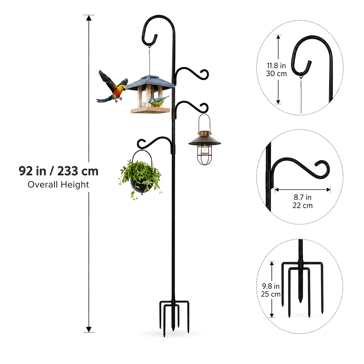 TEMU [3d] Three-claw Hook, With 3 Small Hooks, 1 Pack, Five-claw Ground Insertion, Anti-rust, Used For Outdoor Holiday Decoration, Garden Decoration,