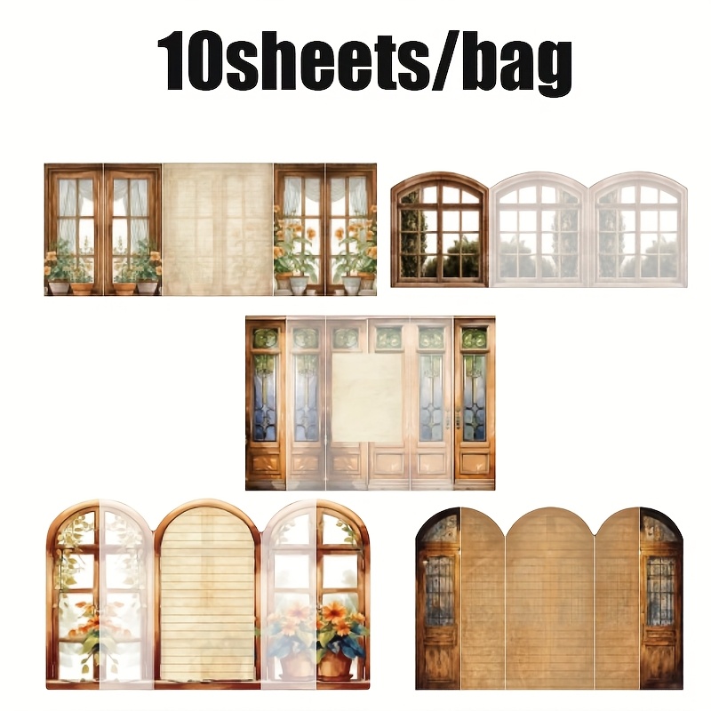 TEMU 10 feuilles/sac de stickers adhésifs, ensemble de 6 styles de stickers mécanismes de fenêtre de temps, papier pliable pour bureau, cadres photo,