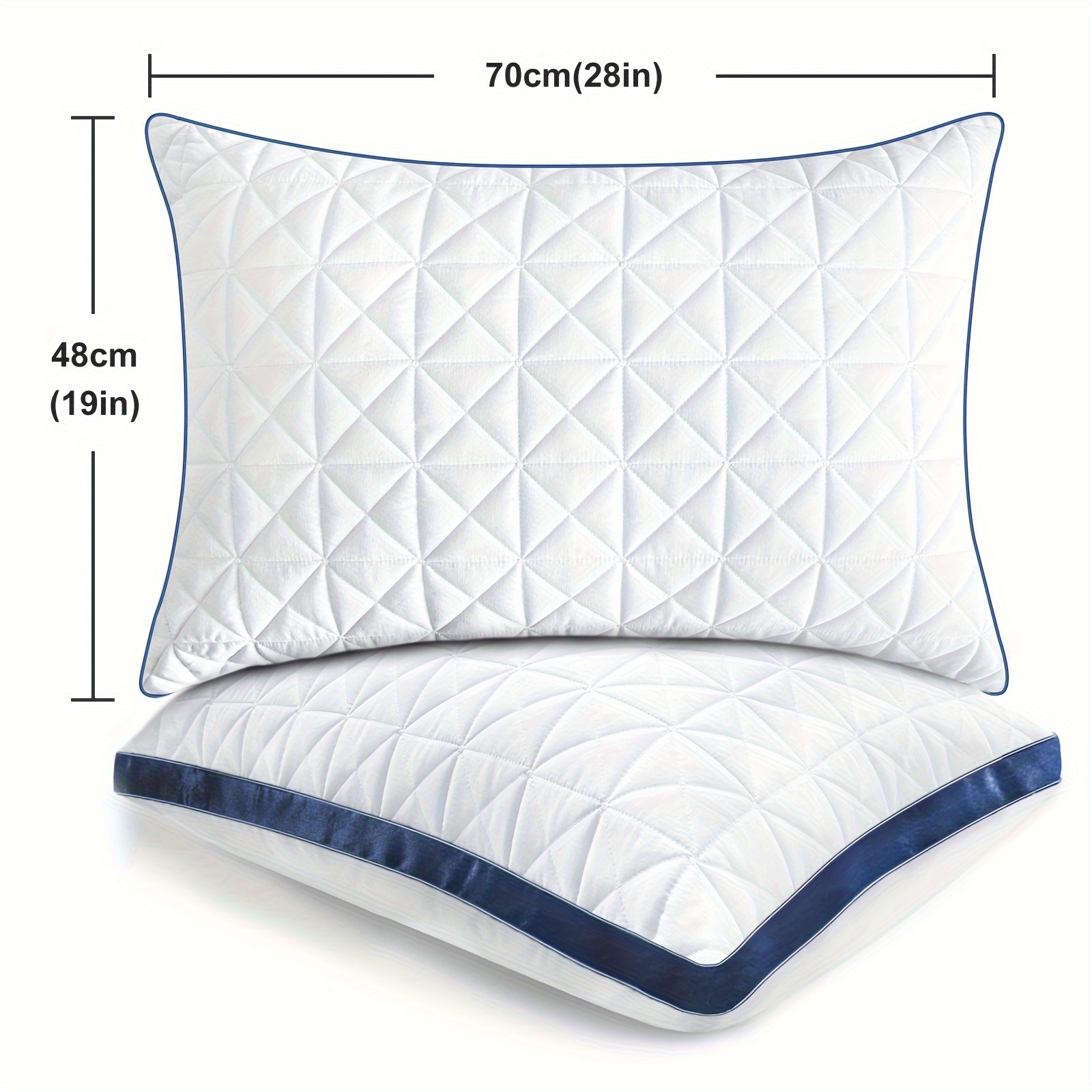 TEMU 2pcs Bed Pillows, Cooling Quality With Breathable Down Alternative Filling With Gusset, Supportive For Back, Stomach, Or Side Sleepers For Bedroom