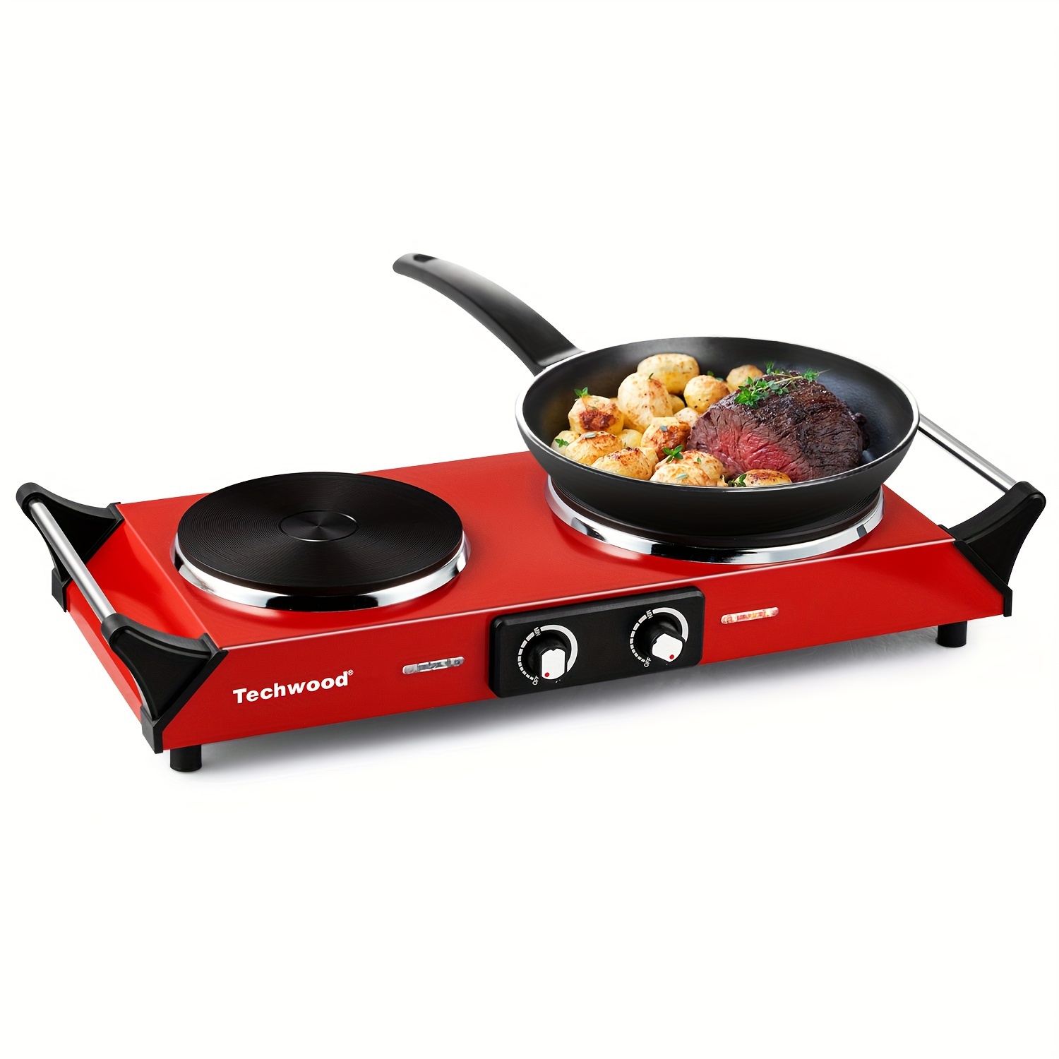 

Techwood 1800w Dual Hot Plate With -cool Handles – Portable Stainless Steel Electric Stove, Cooking At Home, Dorms, Camping, And Travel