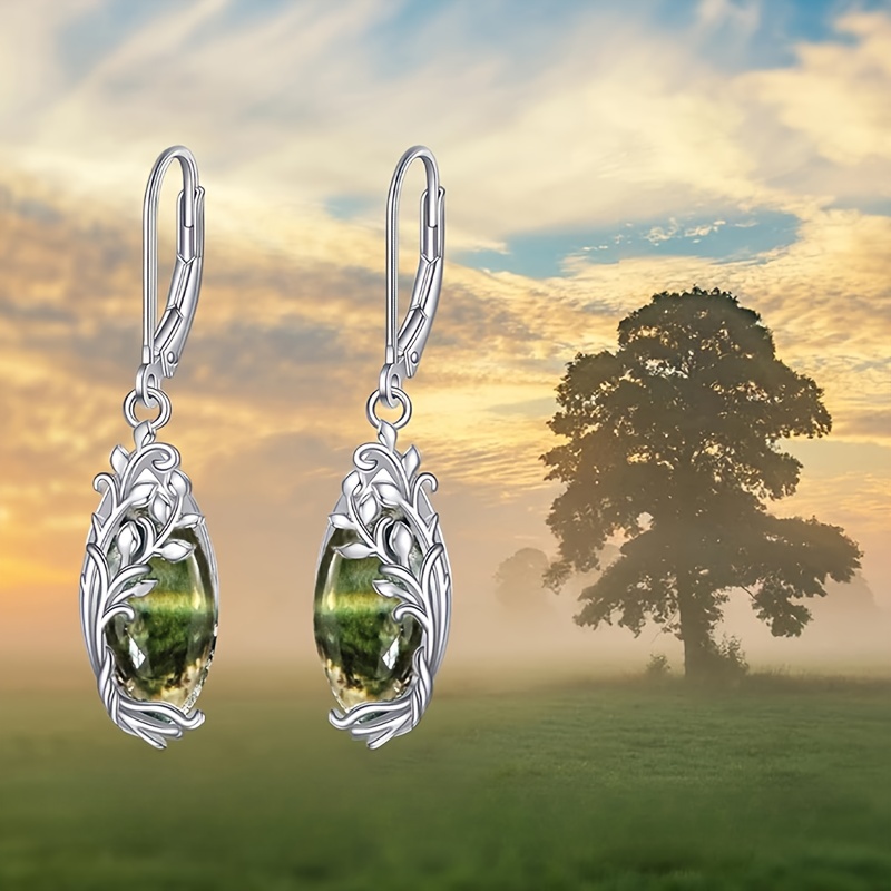 Women's Simple Green Water Grass Flower Pattern Earrings