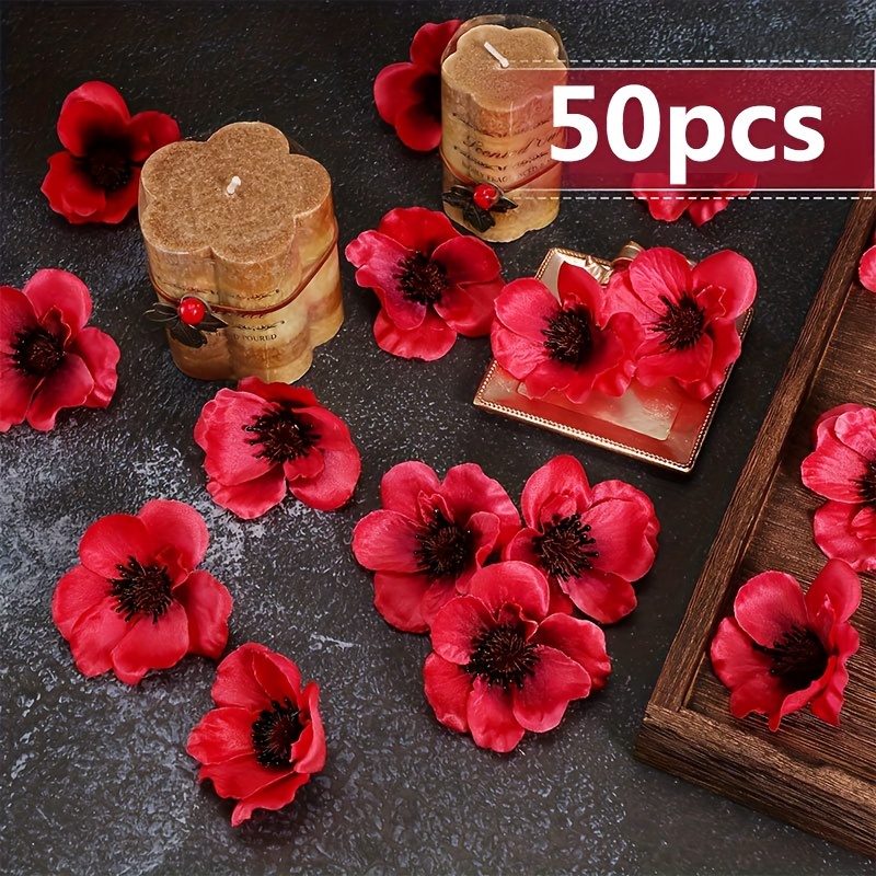 TEMU 50 Virtual Stem Poppy Flowers