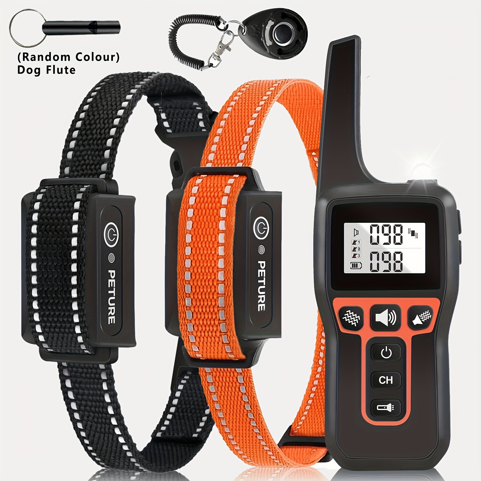   dog training collar with remote, no electric shock, 3   (vibration/ / ), usb rechargeable, 1005.84meter range, for small medium large dogs 2.27-45.36kg, durable nylon strap, with whistle & clicker, for  ,  , behavior  , dog training collar,   training, sleek collar design, sturdy metal clip, pet safety gear,   accessory,   materials, pet trainers 0