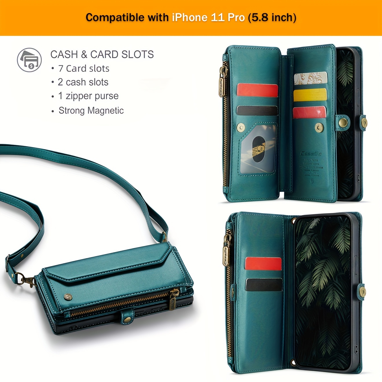 Wallet Phone Case Support Wireless Charging with Blocking Card Holder, Flip Folio Book Faux Leather Protective Phone Cover for iPhone 16e/16/11/12/13/14/15 Pro Max/15 Plus/13 Mini/7/8 Plus/SE 2022/SE 2020 - Image 75