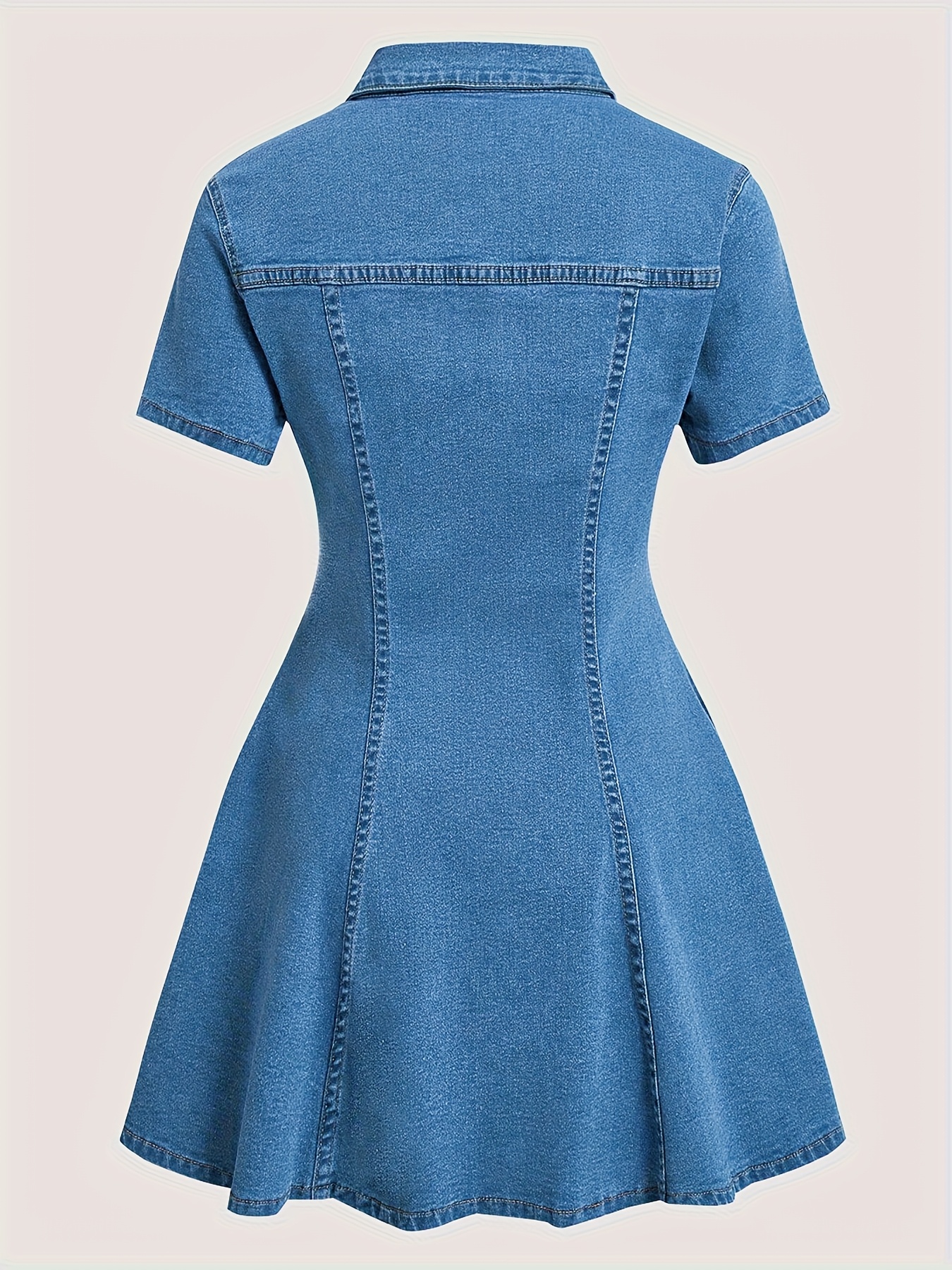 218735#26SS Elegant Spring-Summer-Autumn Date Denim Dress with Bag Cover Decoration