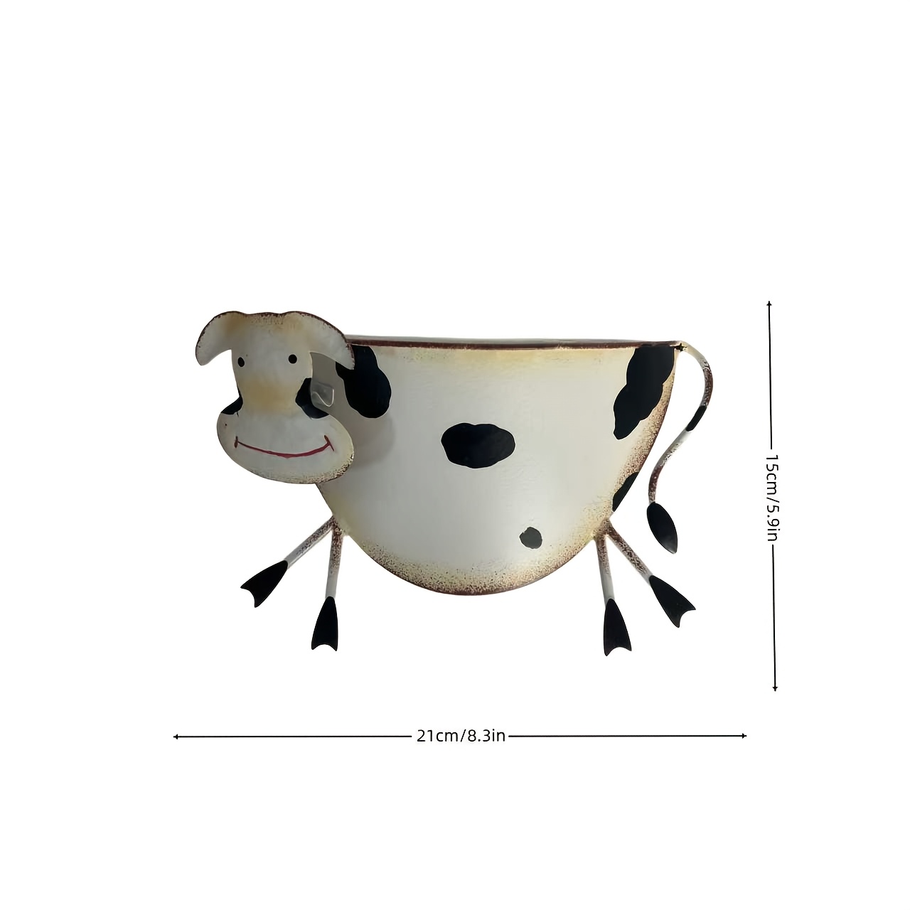 Image of 1pc Of Country-style Wrought Iron Cow-shaped Wall-mounted Flower Pot, Hand-painted, Suitable For Courtyard Garden Decoration, Can Plant Succulents, Wildflowers And Other Plants, A Gift For