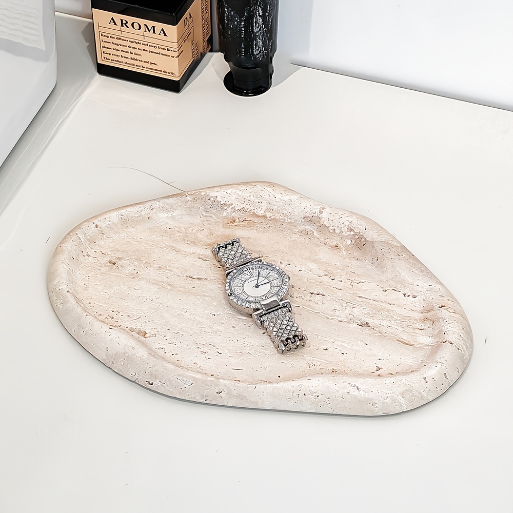 1 Natural Marble Jewelry Storage Tray, a Premium Stone Cloud-shaped Entryway Decor Piece, Suitable for Home, Bathroom, Kitchen, Living Room, Bedroom, Coffee Table, Dining Room, and Room Decoration, Non-Food Contact