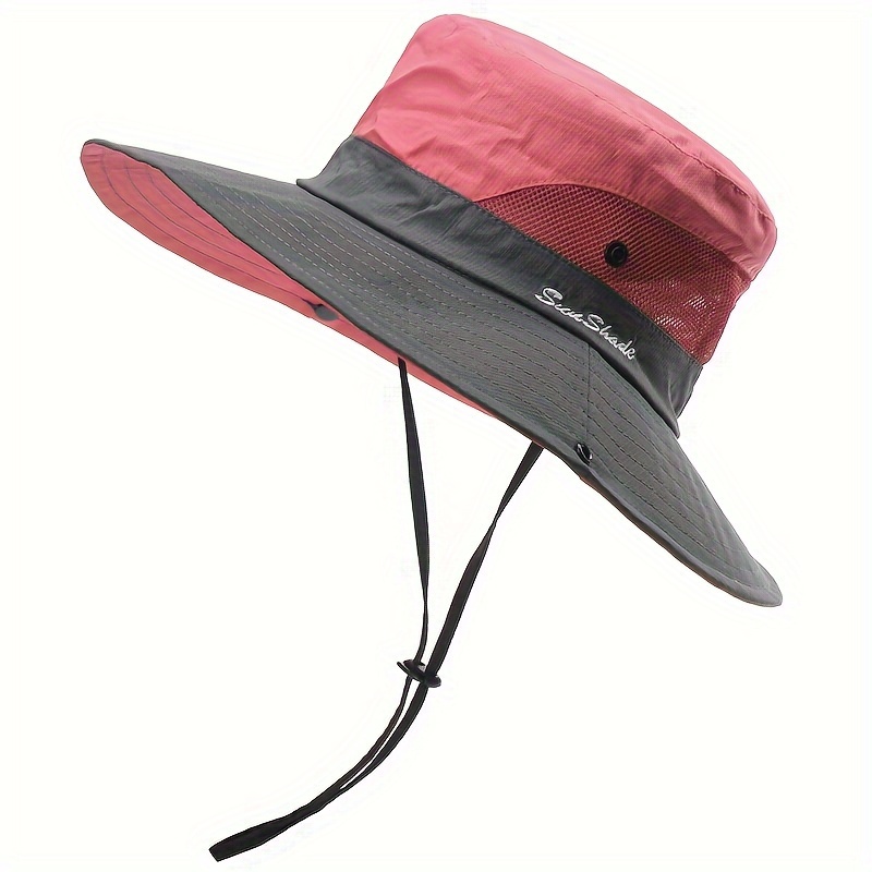 Summer Bucket Hat Ponytail Hole Classic Color Block Sun Hat - Temu Canada