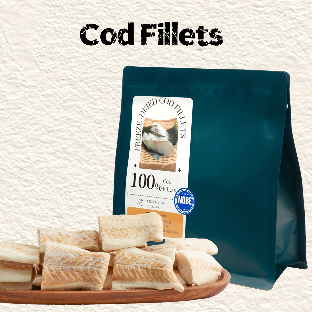 

100g/500g (3.52oz/17.63oz)freeze-dried Cod Fillets Cat Treats Natrual Diet Handheld Snacks