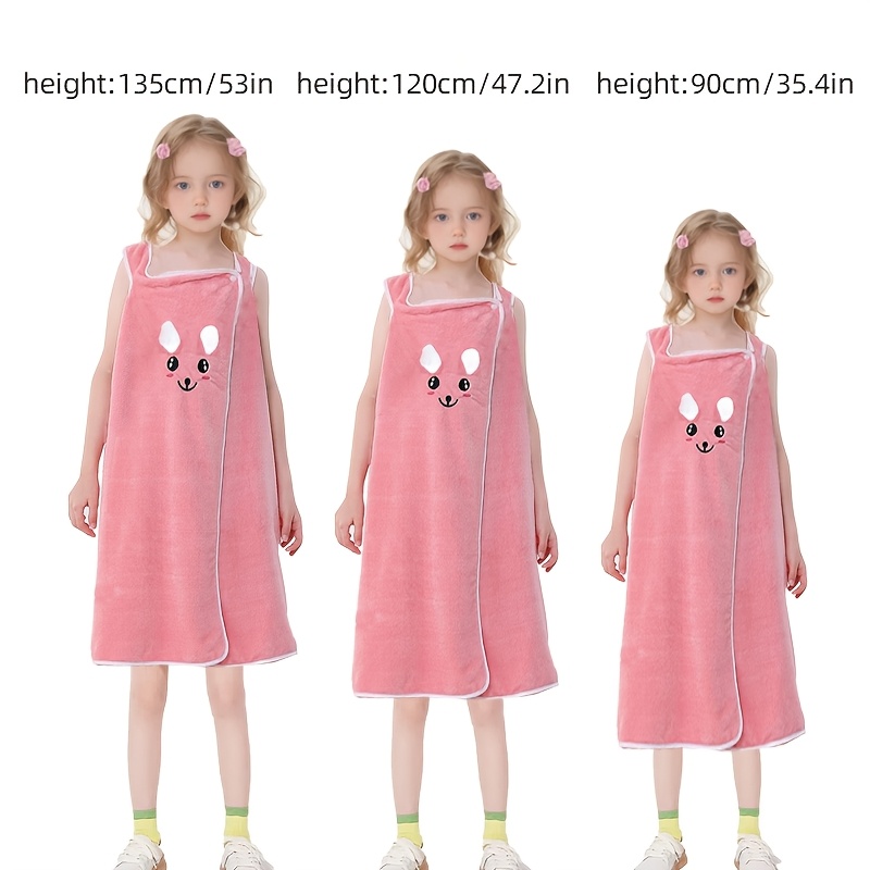 1/2pcs Youngsters's Cartoon Coral Fleece Bath Skirt, Soft and Skin-friendly Cute Rabbit Ears Kid's Bath Towel, Quick-Drying Water Absorption, Family Bathroom Bath Products. Christmas Present