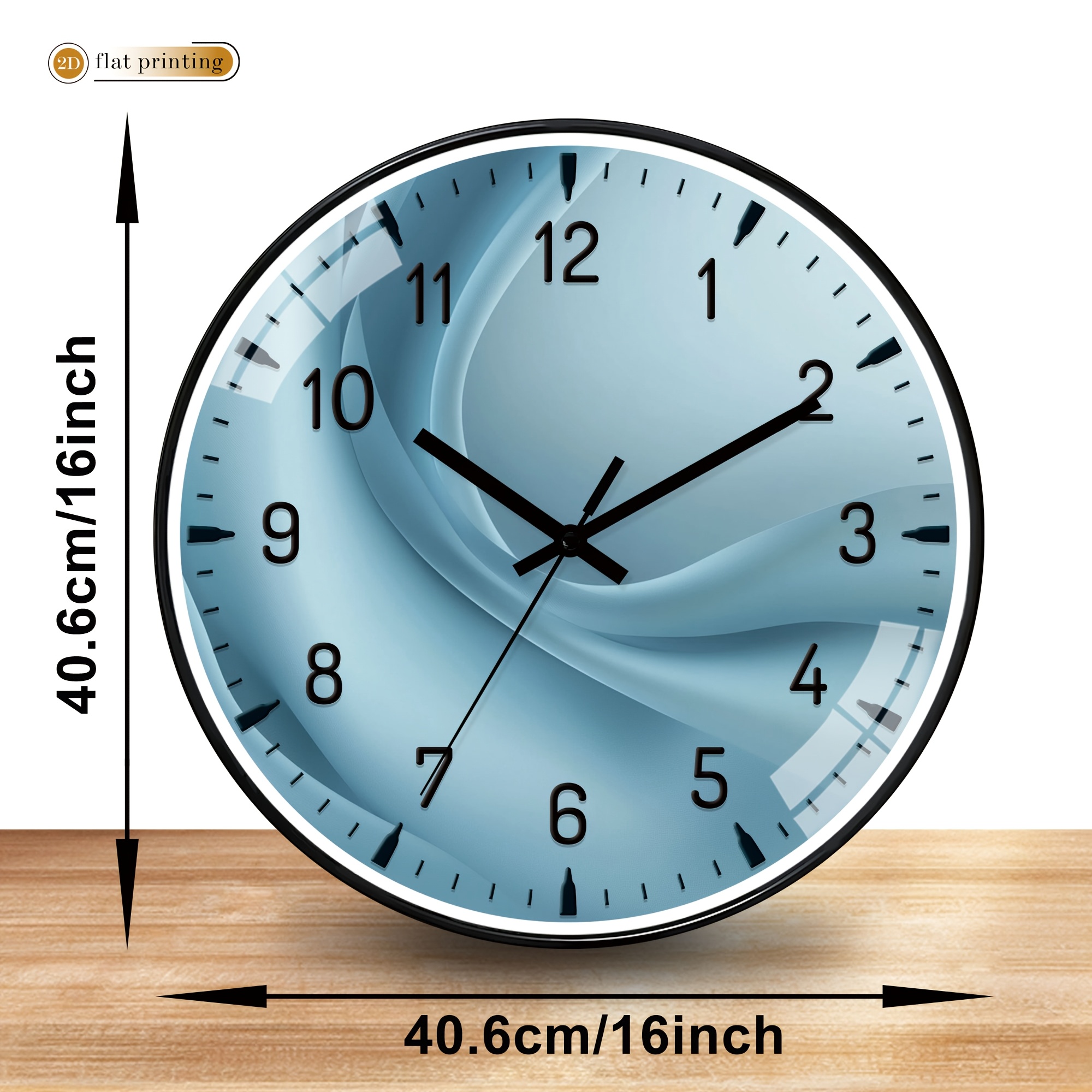 TEMU Modern Light , Abstract Wave Pattern Wall Clock, Plastic Silent Wall Clock - 2d Flat Printing, Suitable For Decorating Living Rooms, Kitchens,