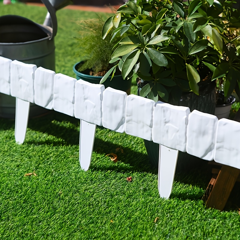 TEMU 60 pezzi Bordura per giardino in plastica pietra , bordura per aiuole, recinzione decorativa per e giardino