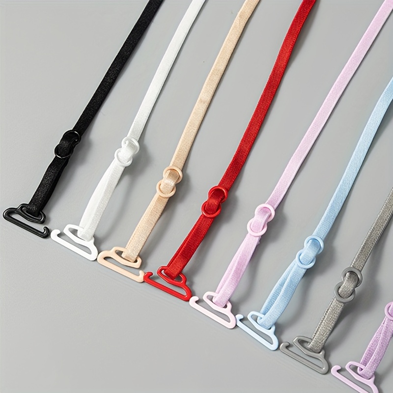 Image of 8 Pairs Bra Straps Black Replacement Elastic Triangle Large Hook Bra Strap