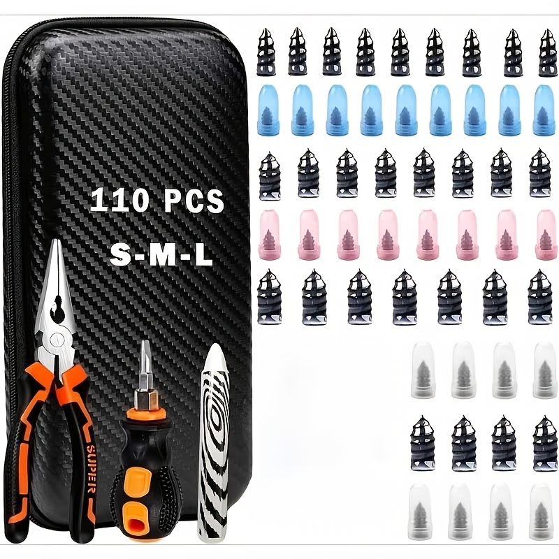 Image of Tire Plug Kit, 110pcs Tire Repair Kit With Tire Plugs Screw 3 Sizes, No Tire Removal, Tire Repair Screws With Pliers, Screwdriver & Bag For Car Suv Truck Motorcycle Atv