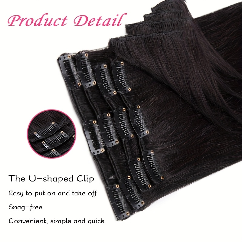 clip in hair extensions real human     human hair extensions for women 1  black and   8pcs 18clips per set 16 24 inch straight soft silky hair extensiom use for daily life   party birthday to add volumn details 1