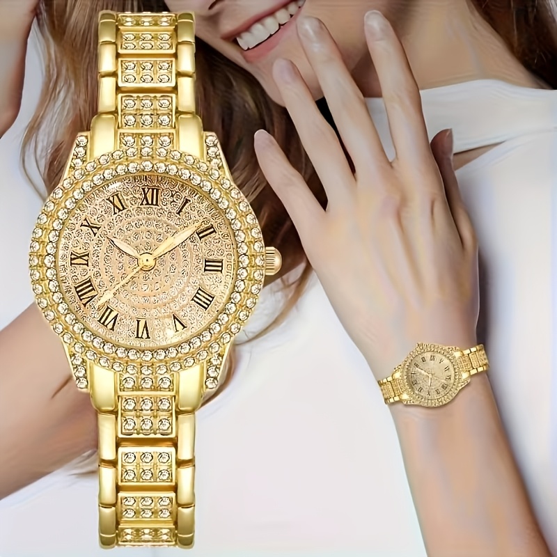 6 new elegant and gorgeous round quartz watches for women including necklaces bracelets earrings and ring sets for daily wear valentines day easter christmas new years day halloween ramadan and gifts for Product details 0