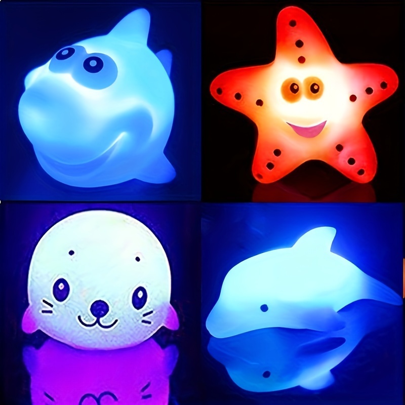 Baby Bath Toys Cute Luminous Floating Animals Swimming Water Light Play Fun Bathroom  Bathtub Fishing Net Toy for Kids Gift