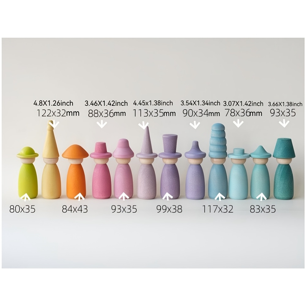 12pcs Colored Changeable Hat Dolls for Pretend Play