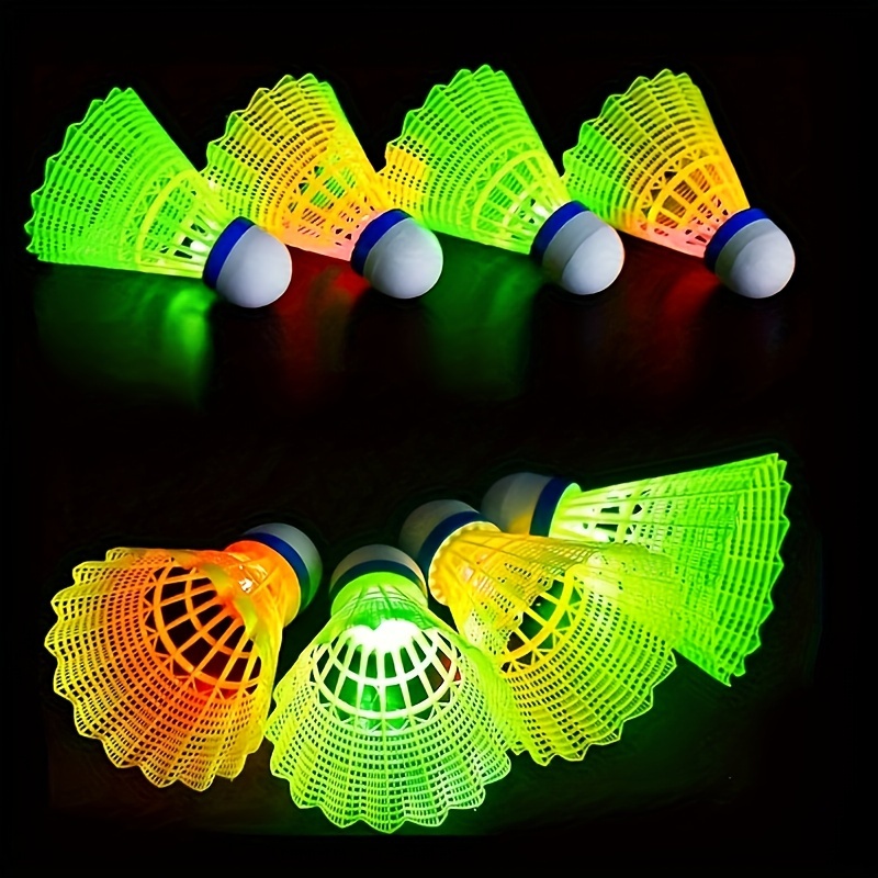 

4pc Luminous Badminton Set - Sturdy Plastic Shuttles For Evening Outdoor Activities & Family Enjoyment